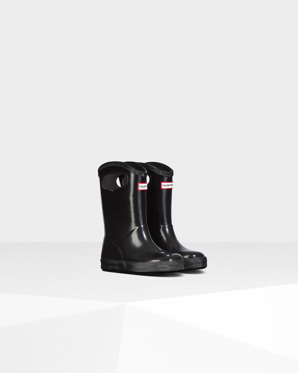 Botas de Lluvia Hunter Niños - Original First Classic Grab Handle Gloss - Negros - JTFOCYL-82